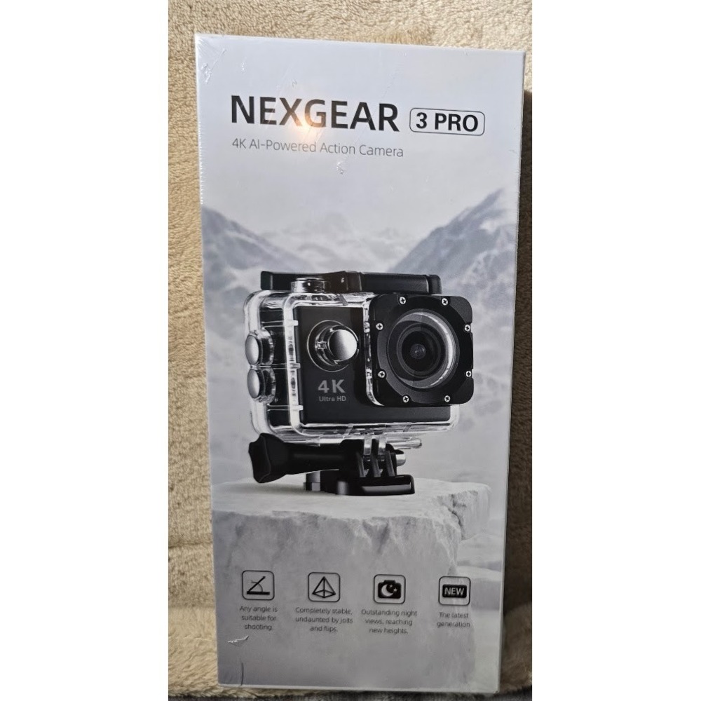 NEXGEAR 3 PRO 4K AI-Powered Action Camera Waterproof 30m Wide Angle Lens Black